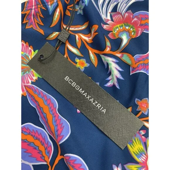 NEW $108 BCBGMAXAZRIA Womens Small One Piece Swimsuit Midnight Floral Lace Up - Picture 8 of 13